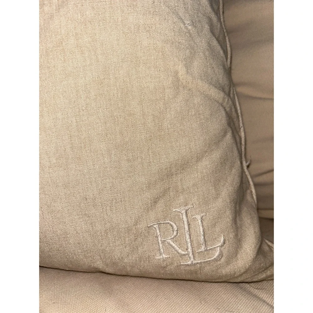 beige Ralph Lauren throw pillow embroidered 